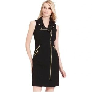 Calvin Klein Black Dress with Gold Zipper Accents